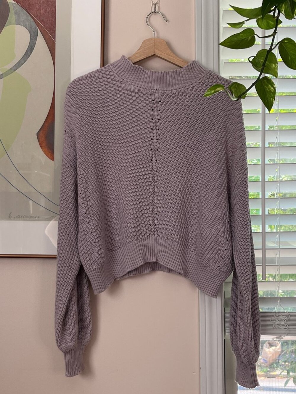 Chunky Knit Mock Neck Crop Sweater